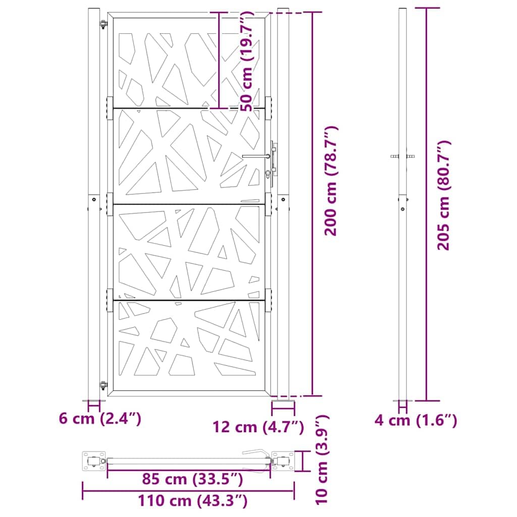 vidaXL Heim & Garten Gartentor 100x200 cm Stahl Schwarz