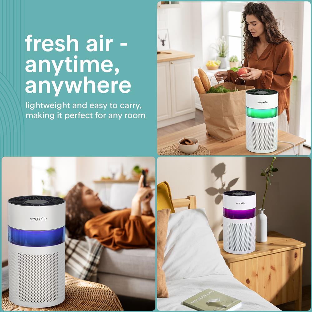Serenelife Luftreiniger Weiß HEPA 13 Aroma Timer