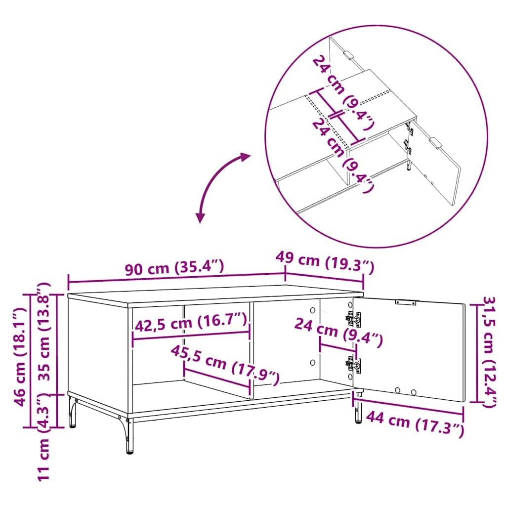 vidaXL Möbel Couchtisch Weiß Holzwerkstoff 90x49x46 cm