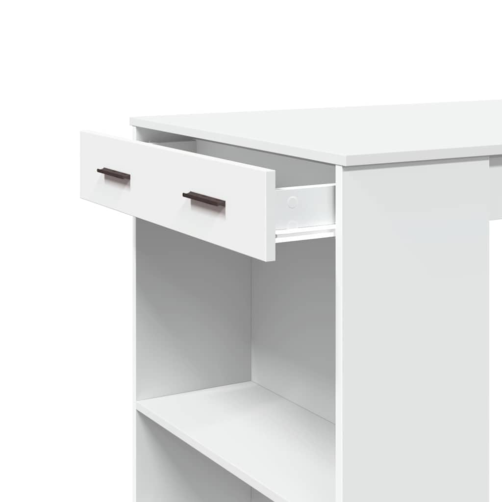 vidaXL Bartisch Weiß 102x70x103,5 cm Stehtisch mit Stauraum