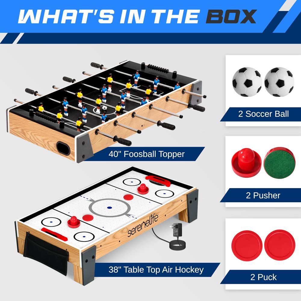 Serenelife Game Tables Spieltisch 2-in-1 Airhockey Kicker