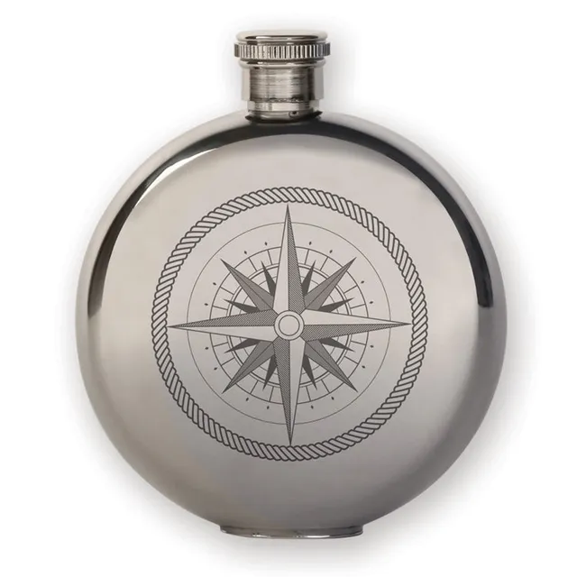 Kikkerland On-The-Go Compass Canteen Flachmann 5oz Edelstahl