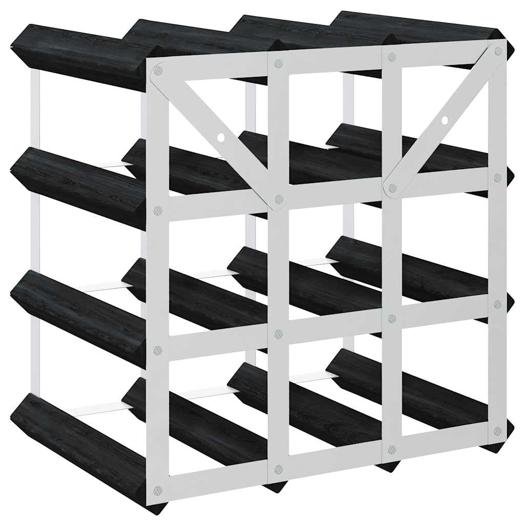 vidaXL Weinregal für 12 Flaschen Schwarz Massivholz Kiefer