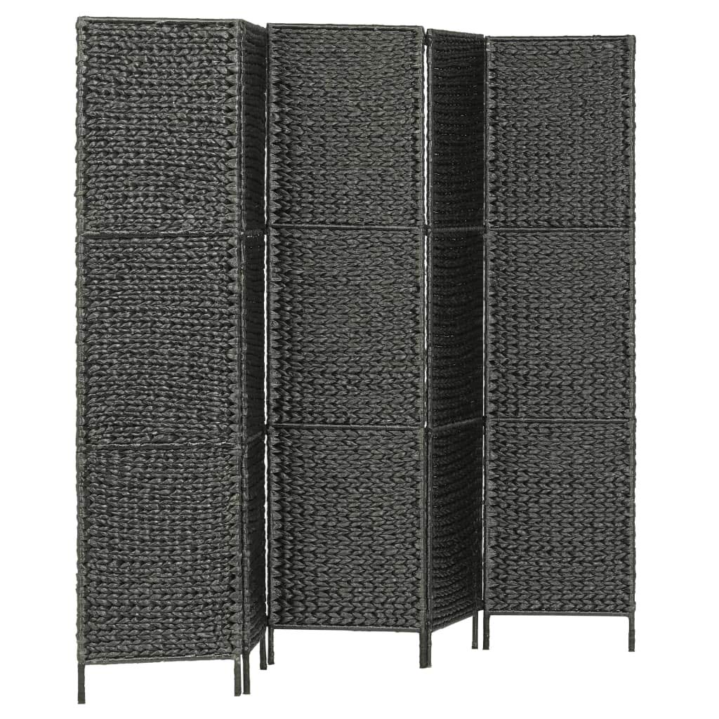vidaXL Paravent 5-teilig schwarz 193x160 cm Wasserhyazinthe