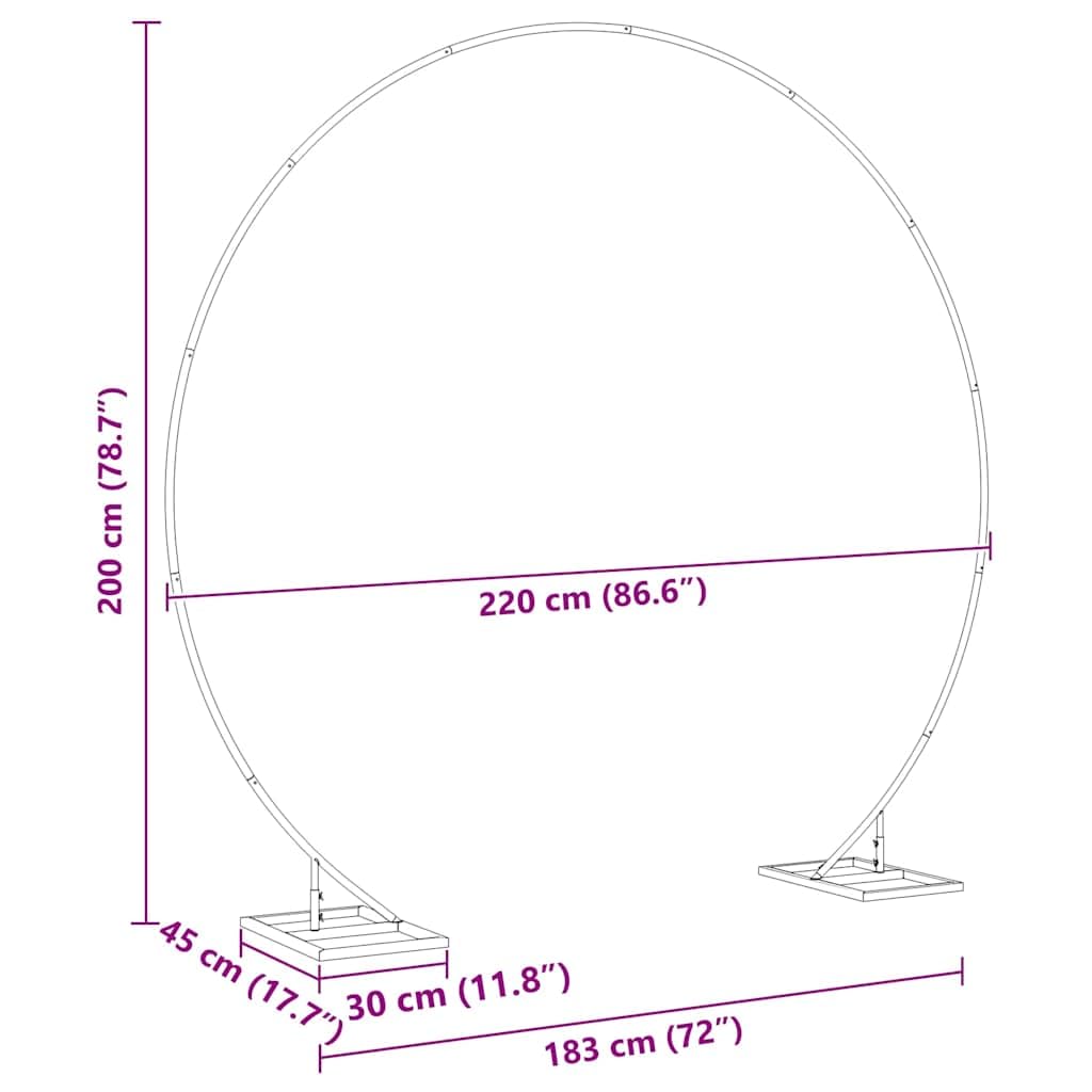 vidaXL Heim & Garten Hochzeitsbogen Weiß 220 cm Stahl rund