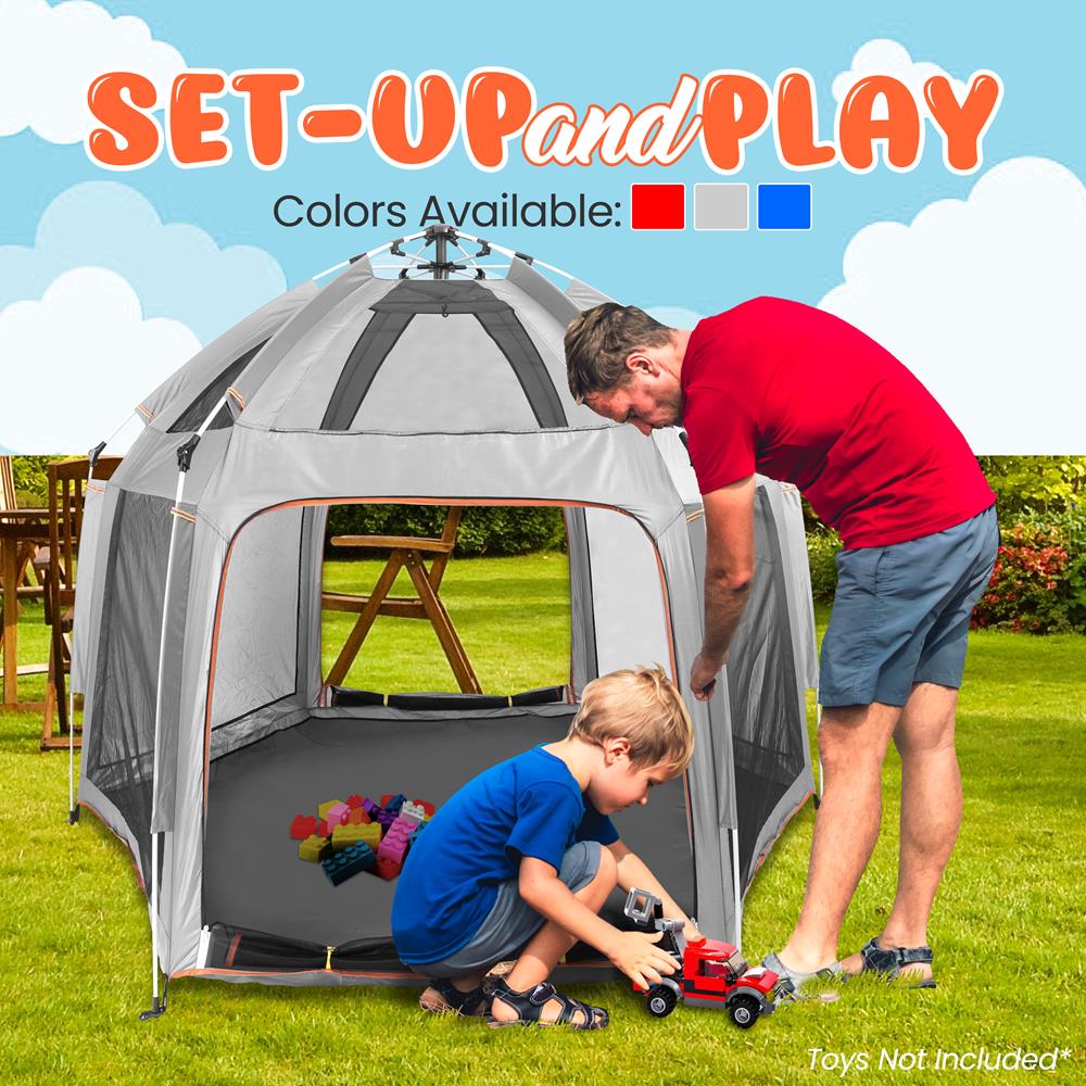 Serenelife Baby Laufstall faltbar grau mit UV-Schutz 6-teilig