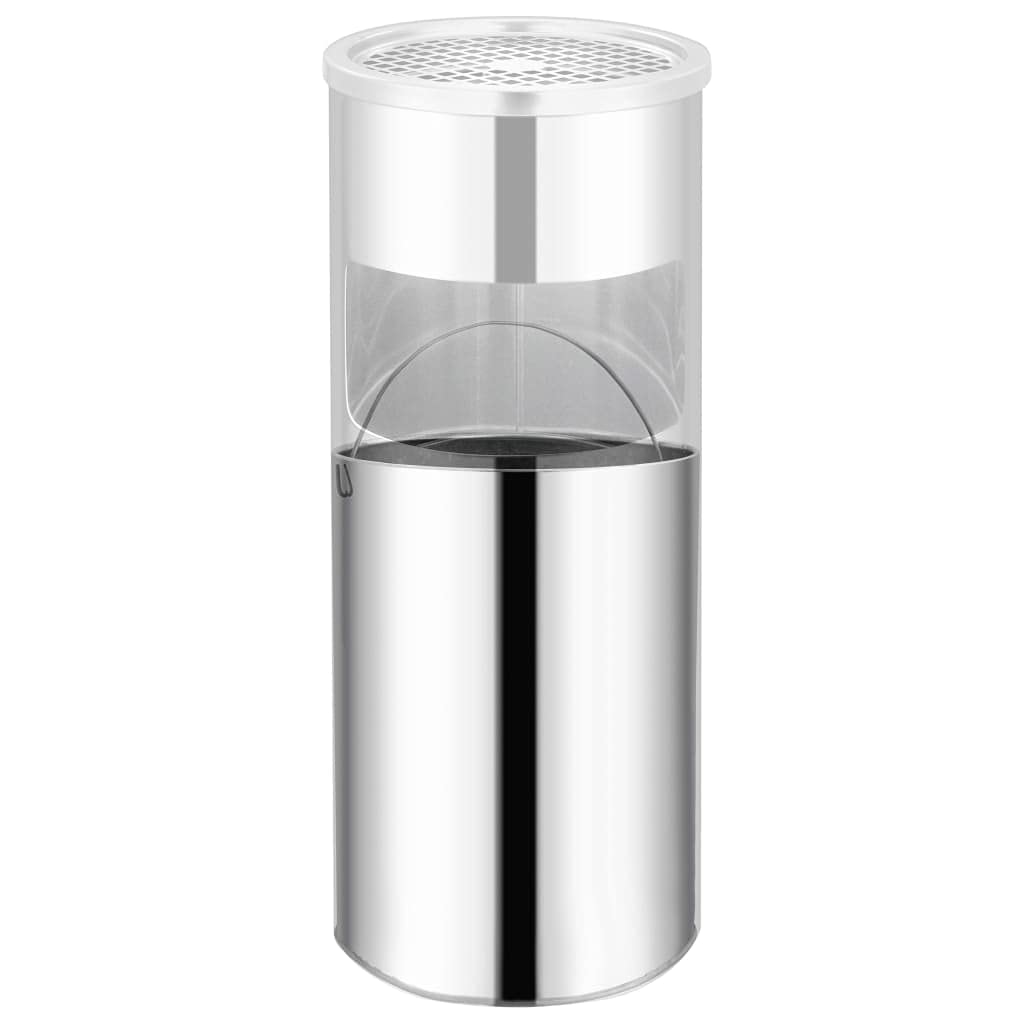 vidaXL Mülleimer Aschenbecher 30L Edelstahl Silber
