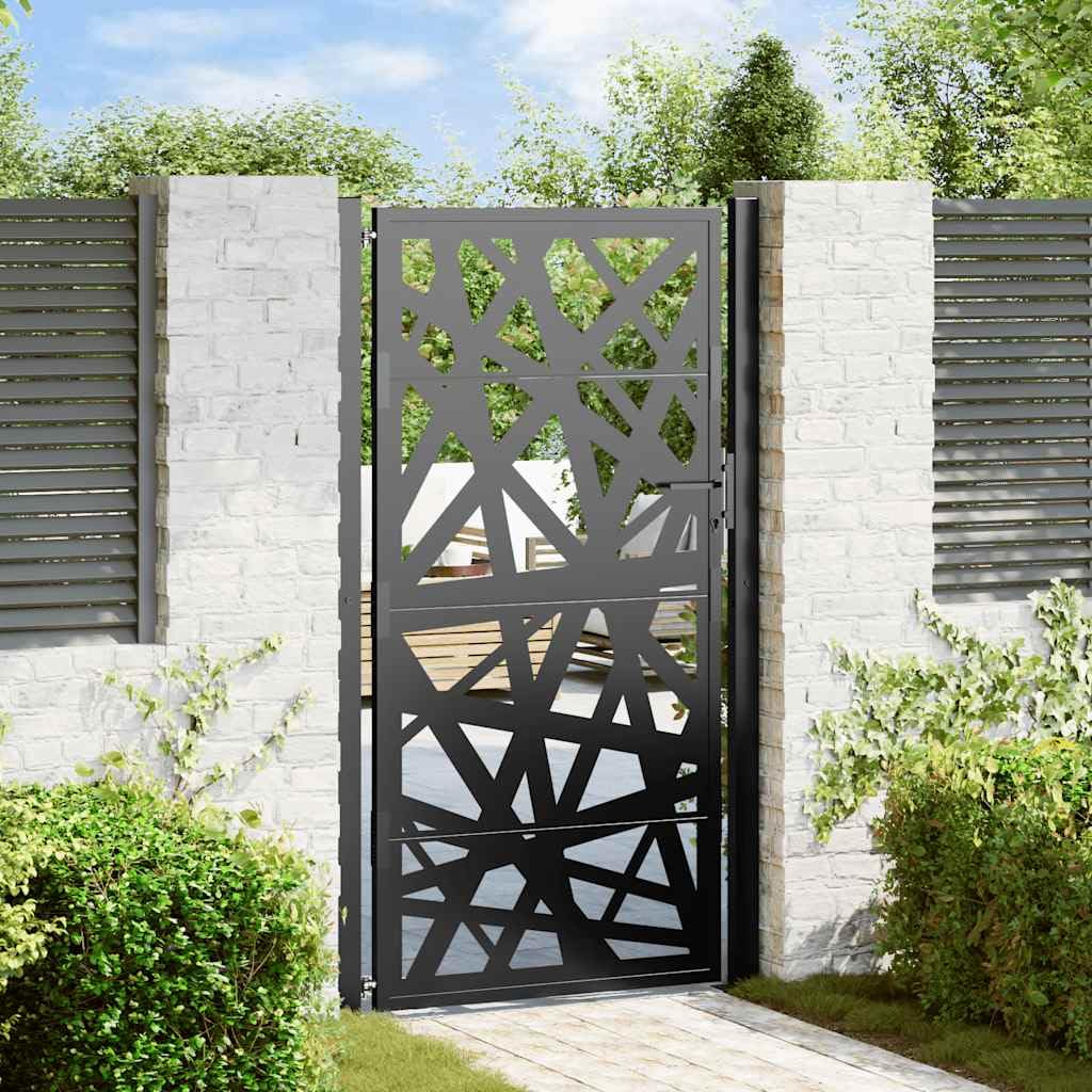 vidaXL Gartentor Schwarz 100x175 cm Stahl abschließbar