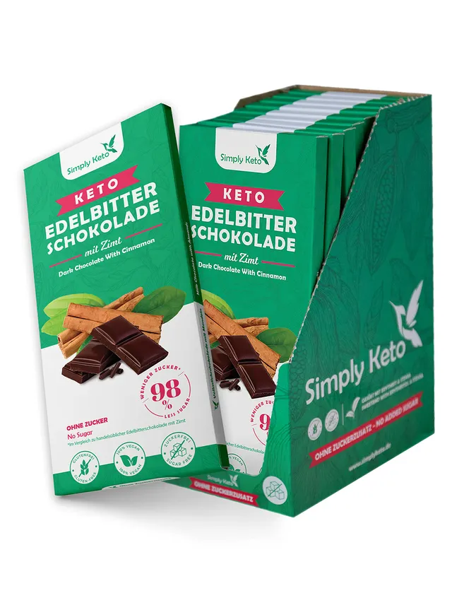 Simply Keto Schokolade Zimt 60% 125 g ohne Zucker