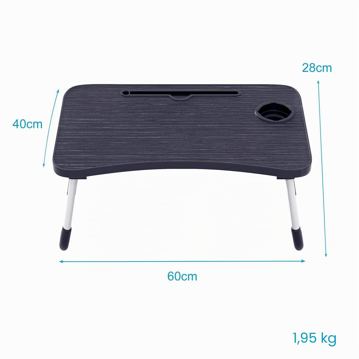 Intirilife Laptoptisch 60x40x28 cm Betttisch schwarz klappbar