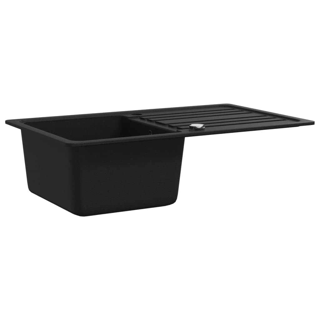 vidaXL Granitspüle Schwarz Reversibel mit Abtropffläche