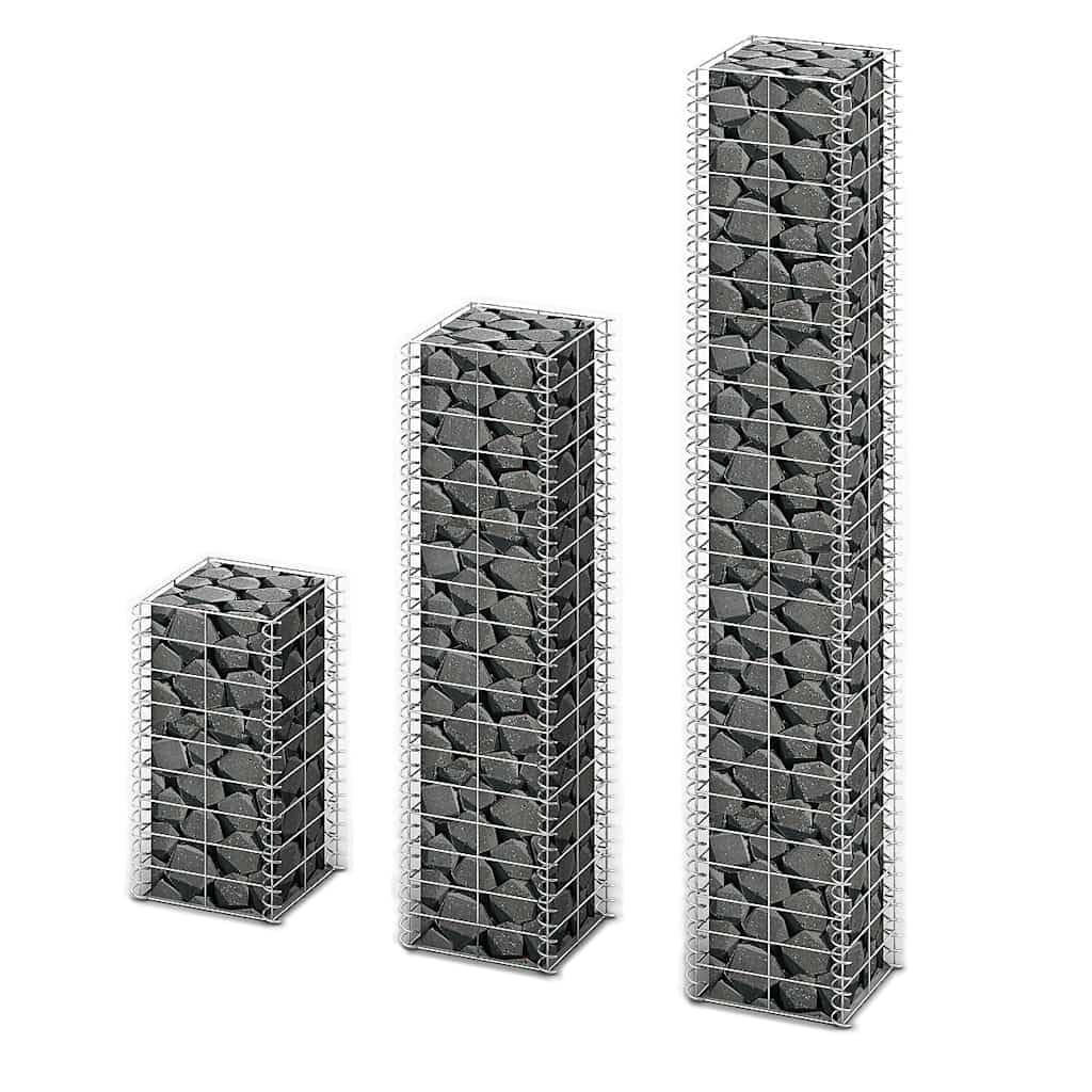 vidaXL Gabionen-Set 3-tlg Verzinkter Draht Steinkorb
