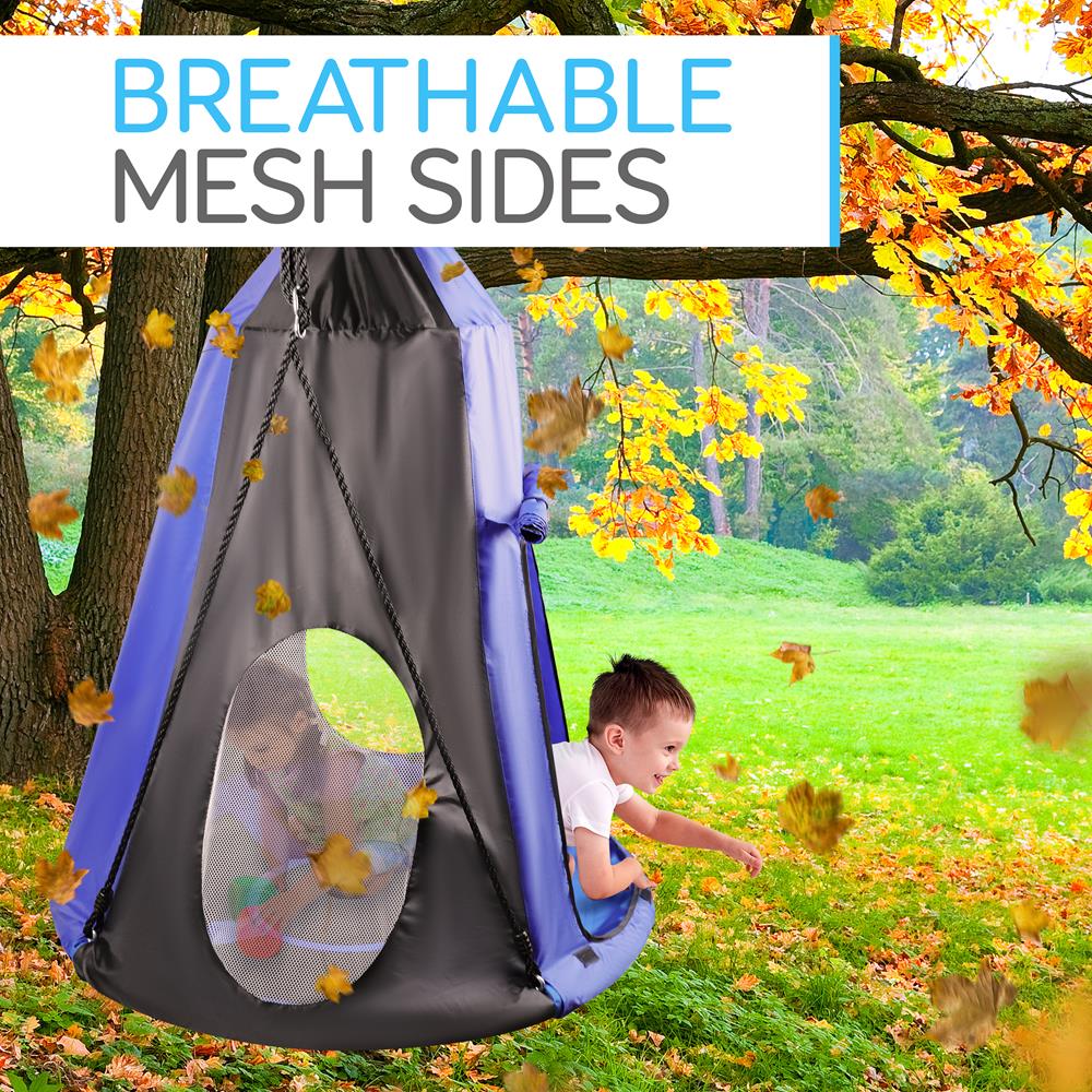 Serenelife Outdoor Swing Baumschaukel mit Zelt Blau 40 Zoll