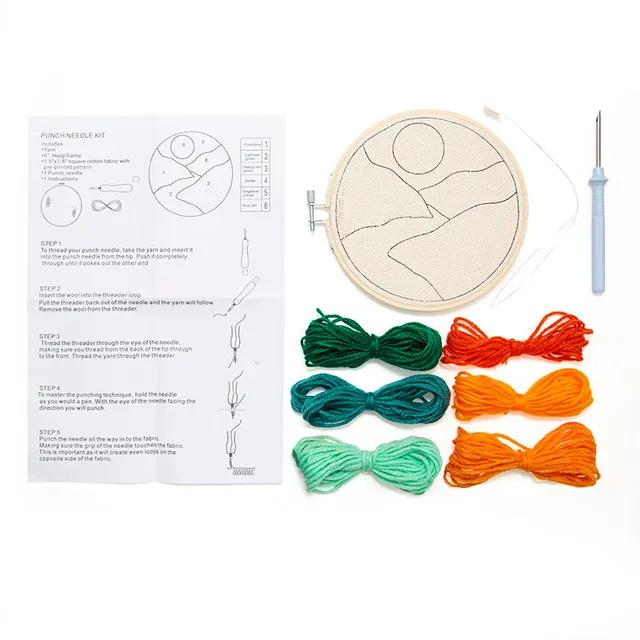 Kikkerland Crafters Landscape Punch Needle Kit Stickset Landschaft