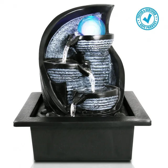 Serenelife Furniture Tischbrunnen LED 25x21x17 cm