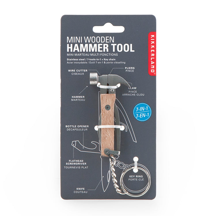 Kikkerland Mini Hammer Multitool 6 in 1 mit Schlüsselring