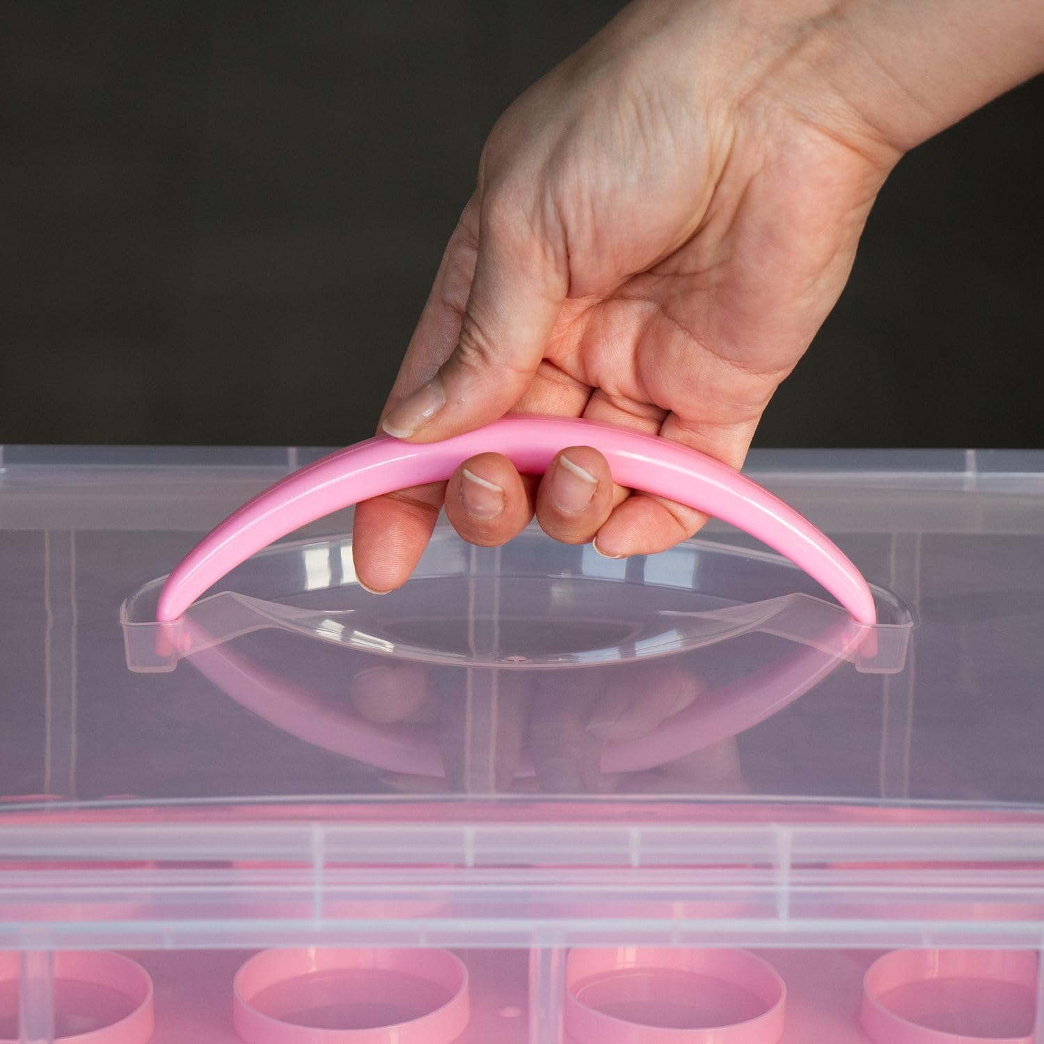 Intirilife Kuchenbox Pink 2 Etagen für 24 Cupcakes Kunststoff