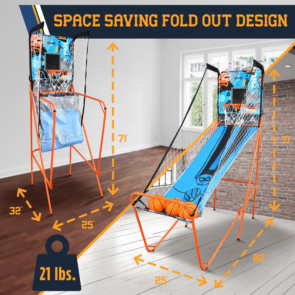 Serenelife Basketballspielautomat LED-Anzeige klappbar Blau