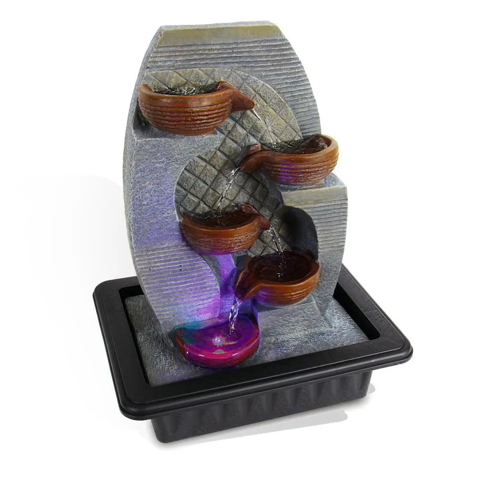 Serenelife Furniture Zimmerbrunnen Tischbrunnen LED Pumpe