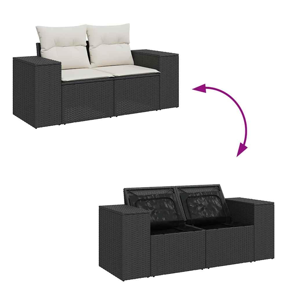vidaXL Garten Sofagarnitur 9-tlg schwarz creme Rattan