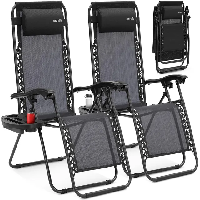 Serenelife Furniture Zero Gravity Liegestuhl 2er-Set Stahl