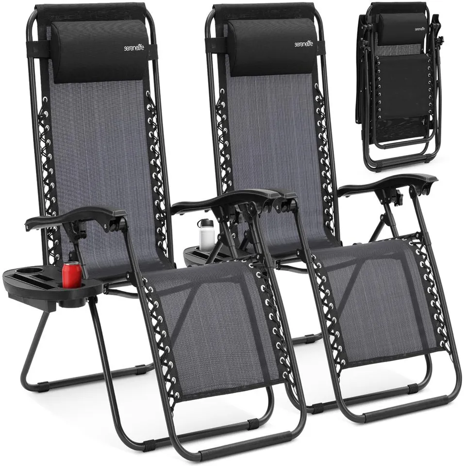 Serenelife Furniture Zero Gravity Liegestuhl 2er-Set Stahl