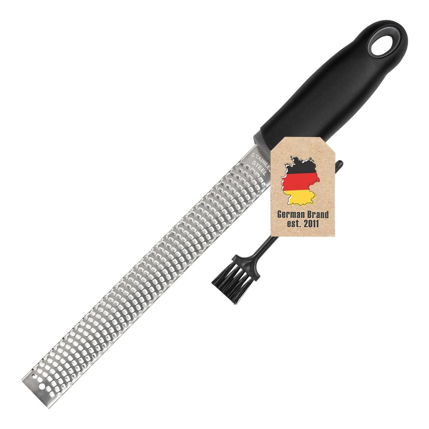 Intirilife Handreibe Edelstahl 32cm Käsereibe schwarz