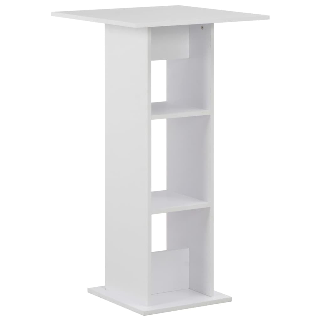 vidaXL Bartisch Weiß 60x60x110 cm Holz Stehtisch mit Fächern