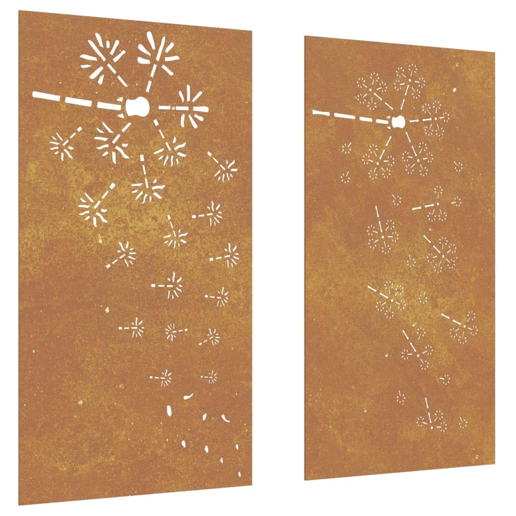 vidaXL Heim & Garten Wanddeko 105x55cm Cortenstahl Blumen 2-tlg
