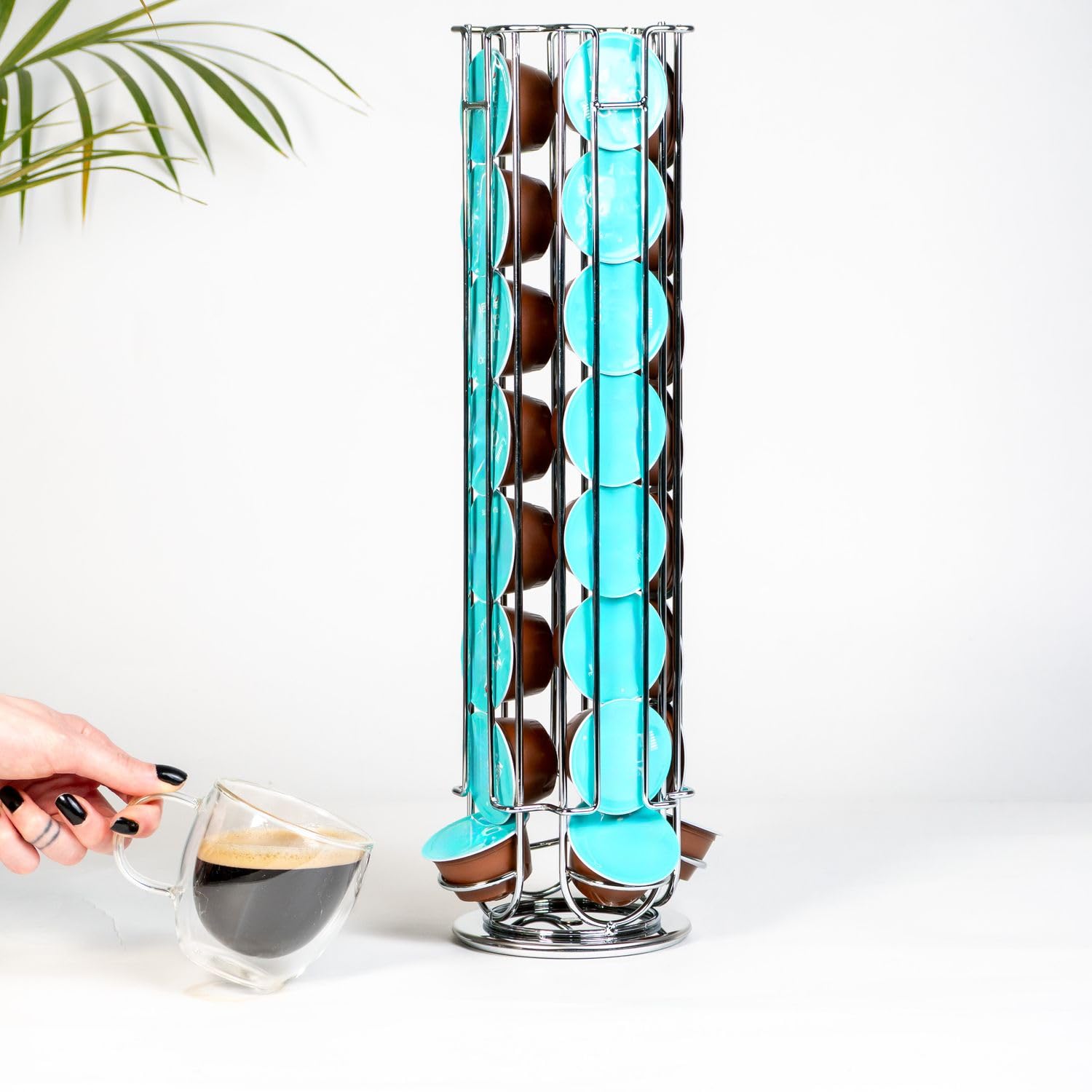 Intirilife Kaffeekapsel Halterung Chrom 32 Kapseln Metall