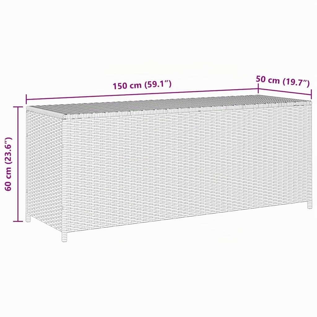 vidaXL Heim & Garten Auflagenbox Schwarz 150x50x60 cm Rattan