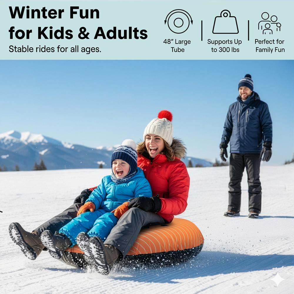Serenelife Snow Tube 48 Zoll Schneereifen orange aufblasbar