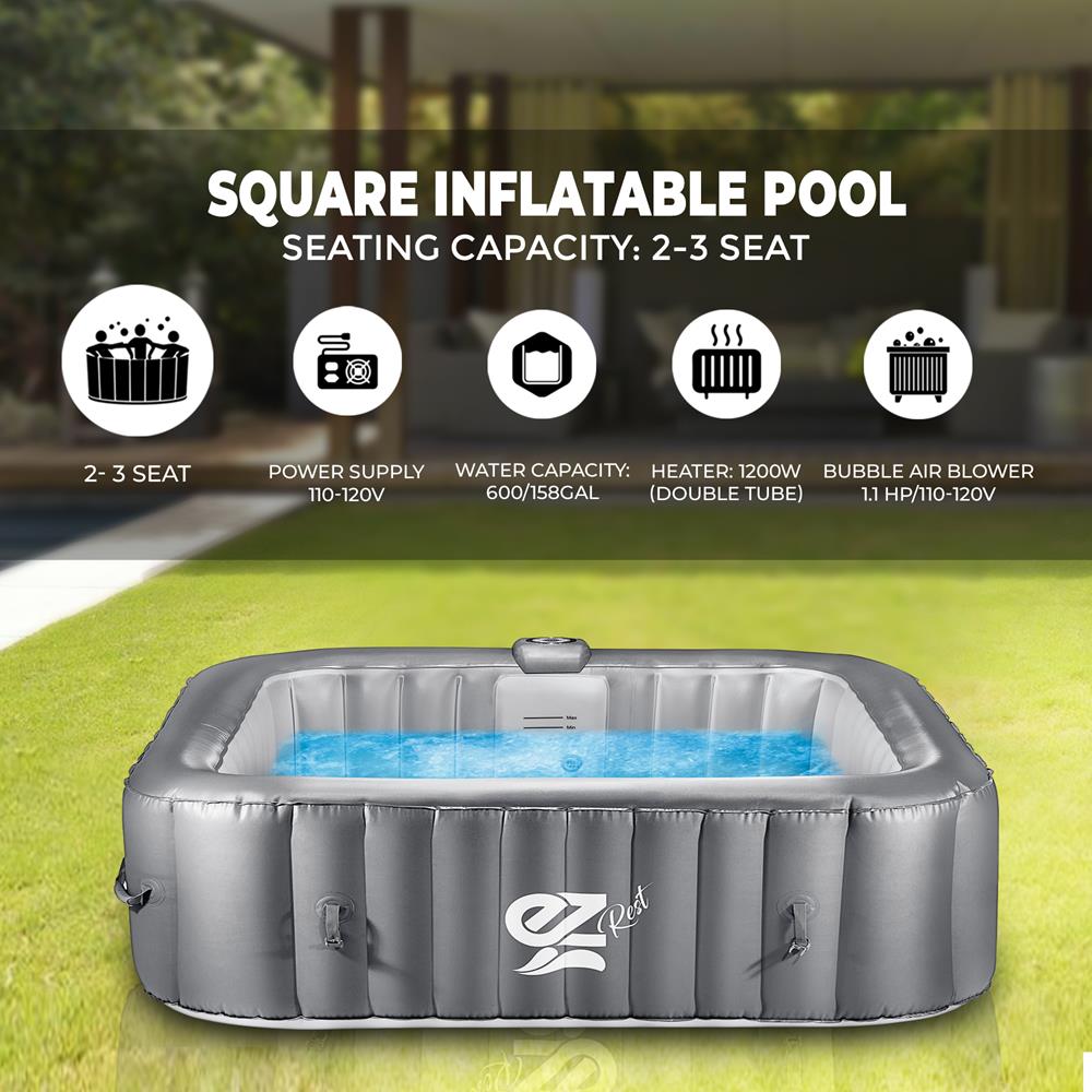 Serenelife Whirlpool aufblasbar 4 Personen LED 100 Düsen