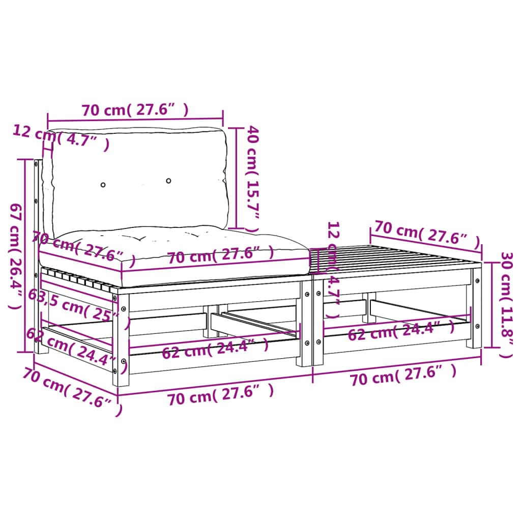 vidaXL Heim & Garten Gartensofa Douglasie ohne Armlehnen mit Hocker
