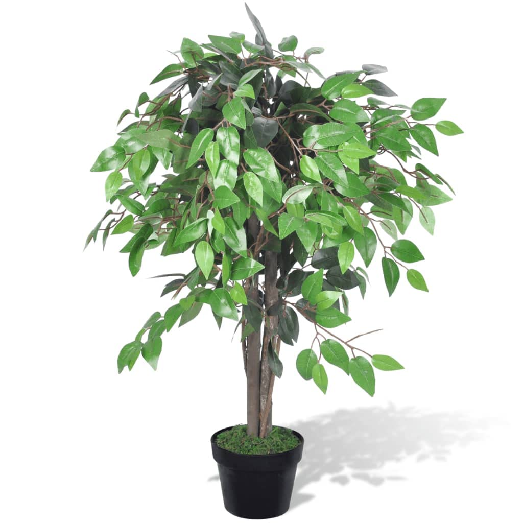 vidaXL Zwerg-Ficus Kunstpflanze 60 cm mit Topf 420 Blätter
