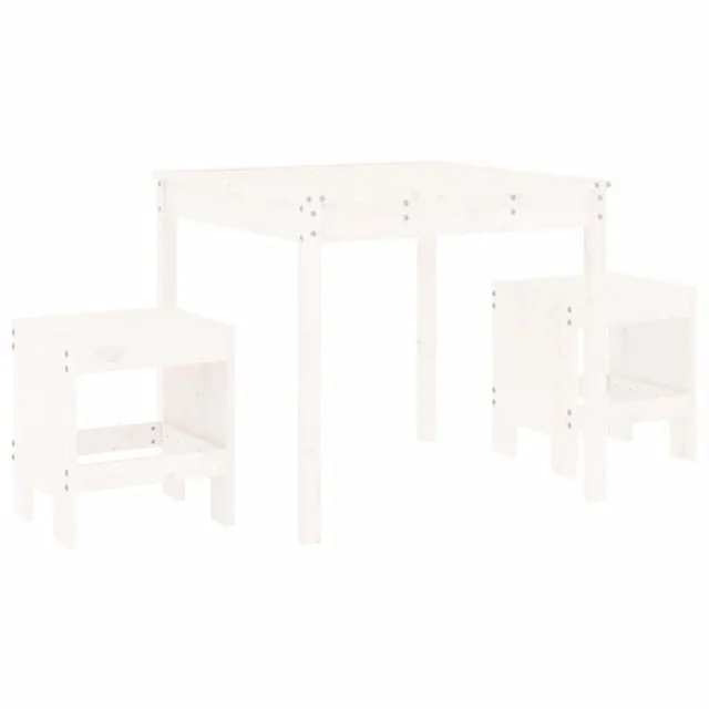 vidaXL 3-TLG. Bistro-Set Weiß Bistrotisch Weiße Kiefer Massivholz