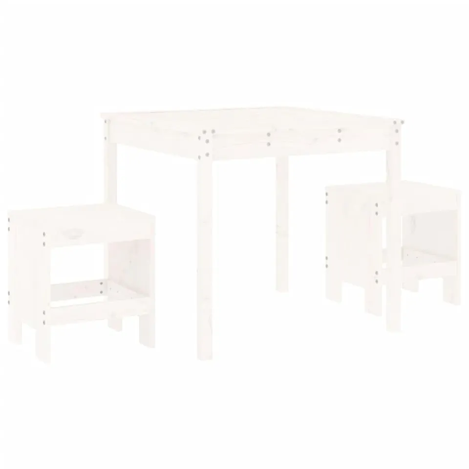 vidaXL 3-TLG. Bistro-Set Weiß Bistrotisch Weiße Kiefer Massivholz