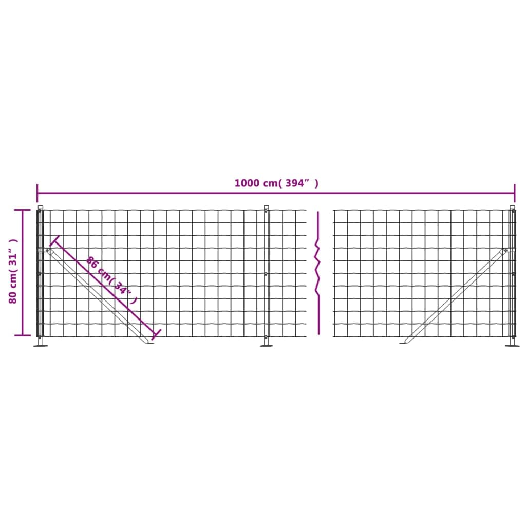 vidaXL Maschendrahtzaun Grün 0,8x10 m Stahl PVC Gartenzaun