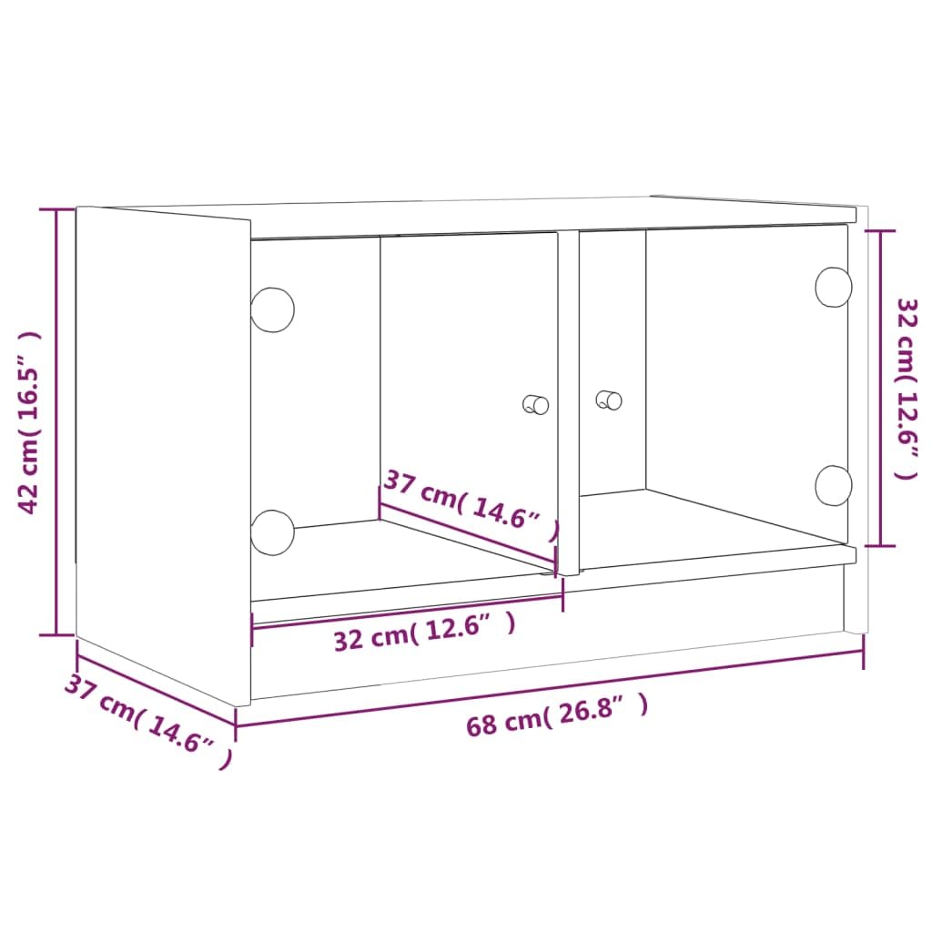 vidaXL TV-Schrank Glastüren Weiß 68x37x42 cm Lowboard