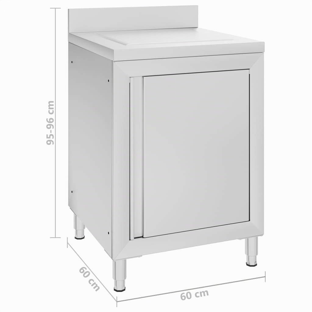 vidaXL Gastro Küchenschrank Edelstahl 60x60x96 Abtropffläche