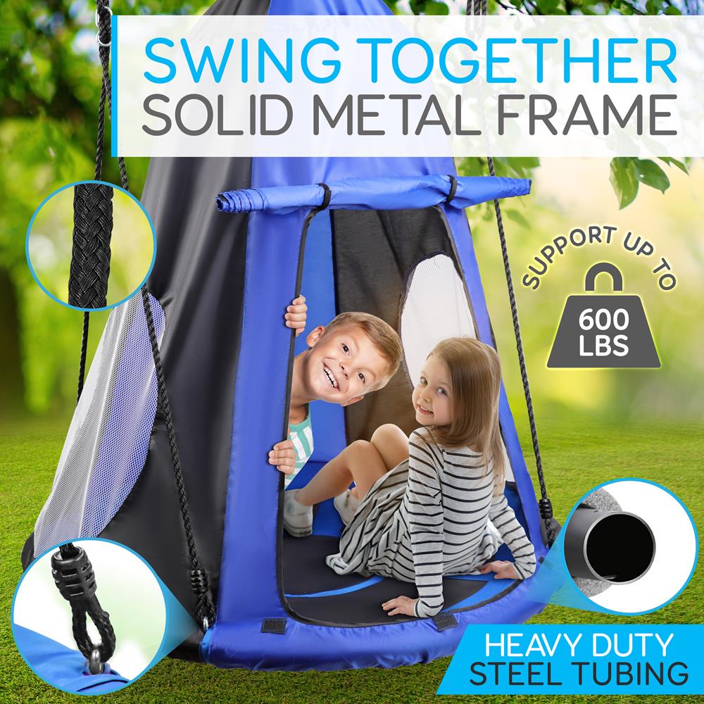 Serenelife Outdoor Swing Baumschaukel mit Zelt Blau 40 Zoll