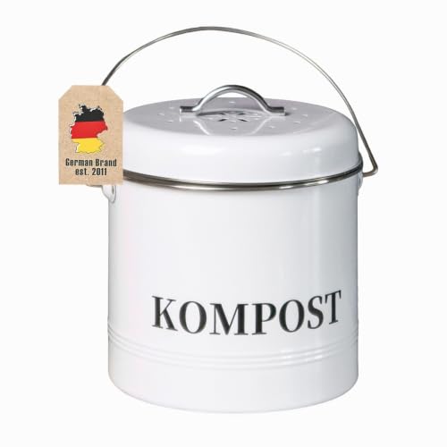 Intirilife Komposteimer 3 Liter Weiss Eisen Geruchsdicht Bio
