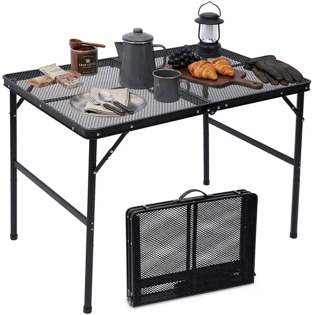 Serenelife Camping SLCMPTBL3BL Campingtisch Schwarz höhenverstellbar