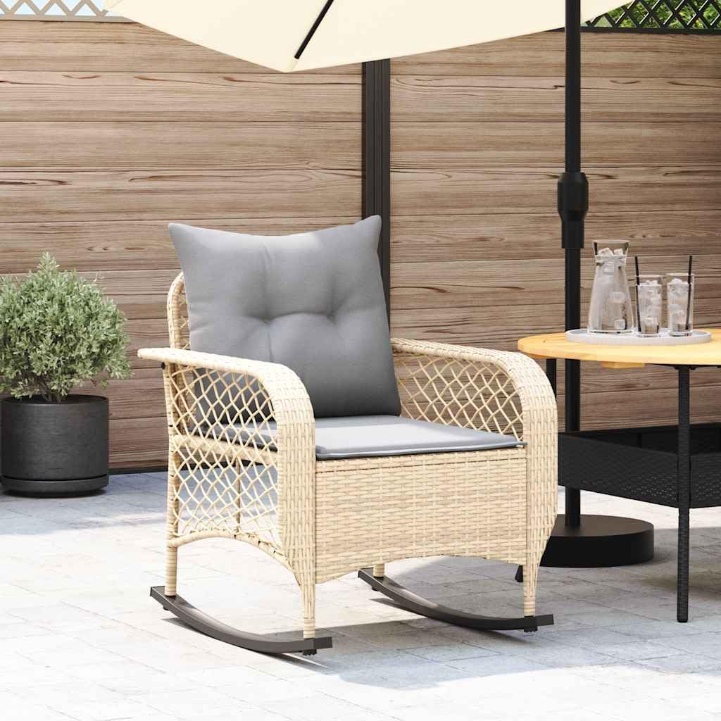 vidaXL Heim & Garten Schaukelstuhl Beige-Grau Poly Rattan