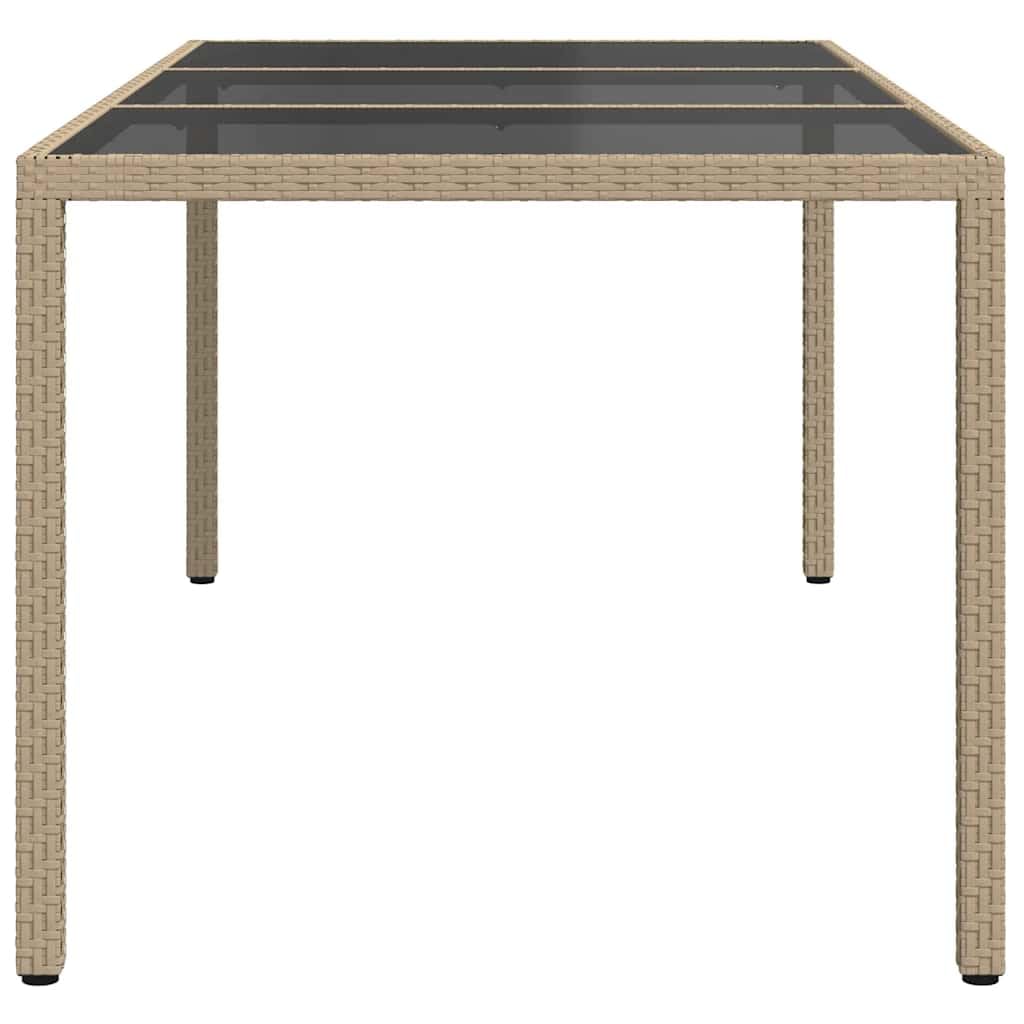 vidaXL Gartentisch Rattan beige Glas 190x90x75cm