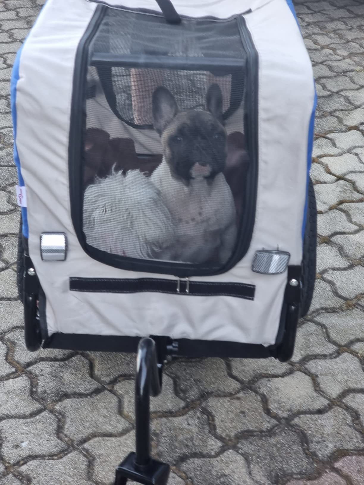 vidaXL Tierbedarf Hundefahrradanhänger 2 in 1 Grau Blau