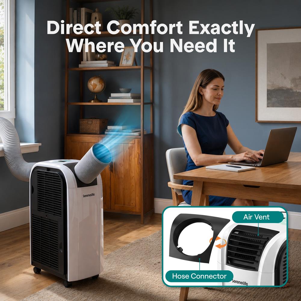 Serenelife Portable AC Spot Cooler Klimagerät 12000 BTU Grau WLAN