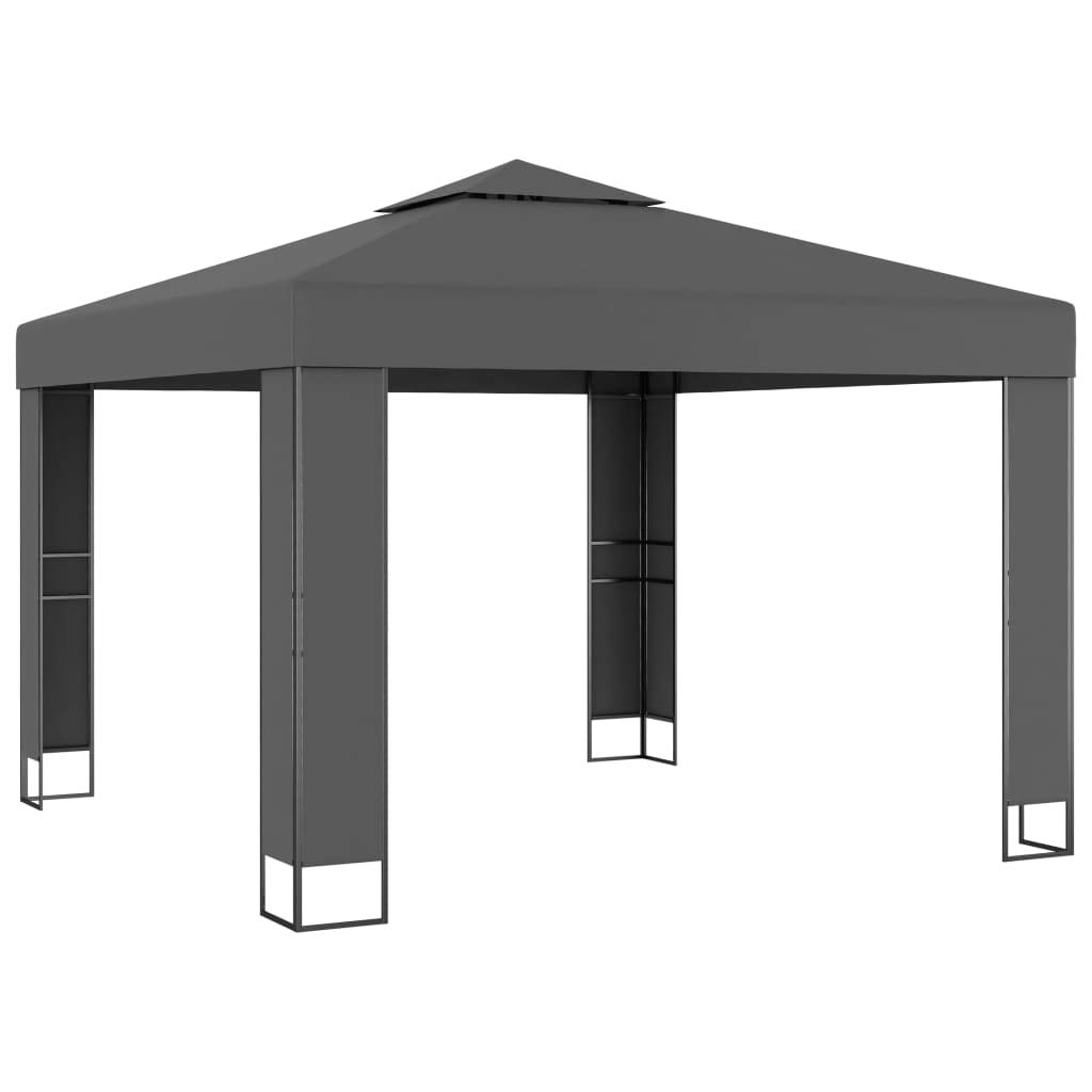 vidaXL Pavillon Doppeldach 3x3x2,7 m Taupe Stahl Polyester