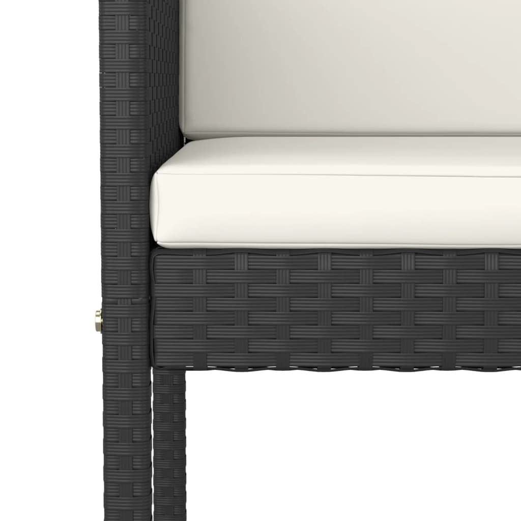 vidaXL Gartenbar-Set 5-tlg. Poly Rattan schwarz mit Kissen