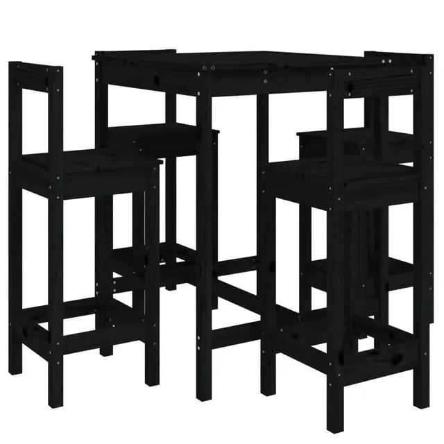 vidaXL 5-tlg. Gartenbar-Set Bartisch schwarz mit Lehne